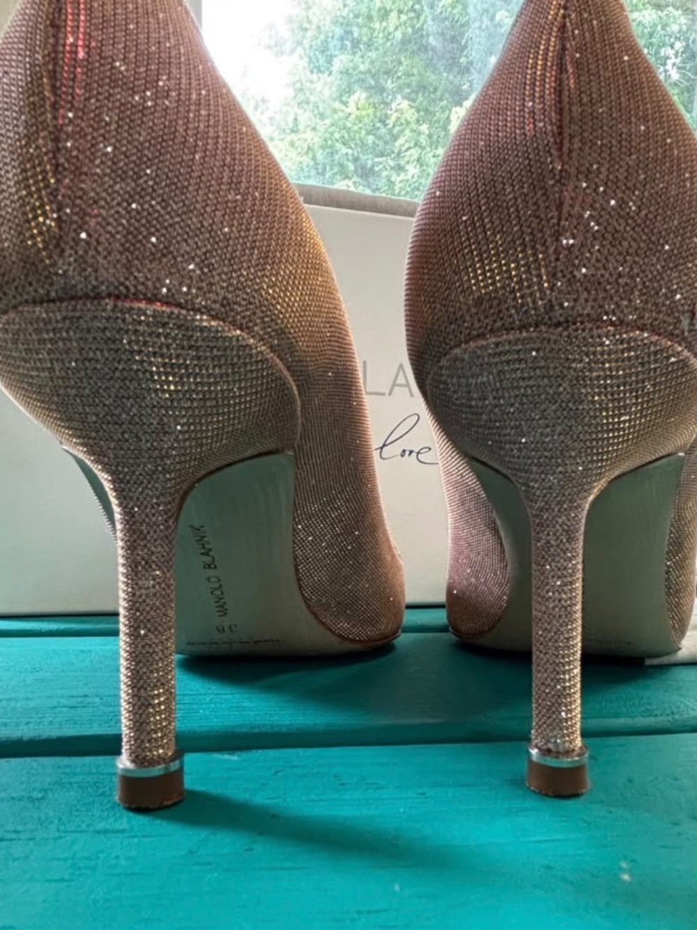 Manolo Blahnik glitter Hangisi 70- size 38 (7.5-8) heels- wedding shoes - Picture 7 of 10